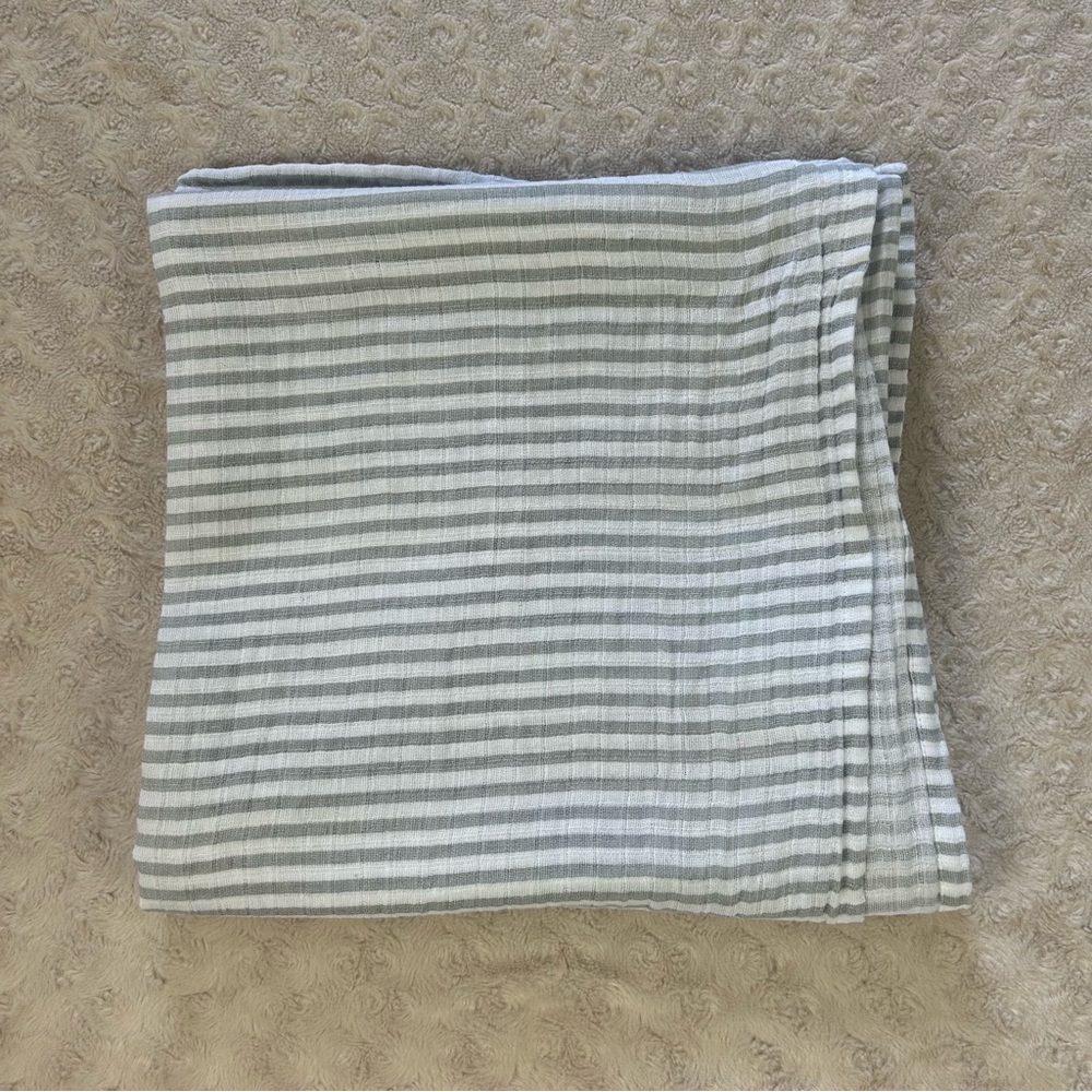 Little Journey Gray White Stripes Baby Swaddle Blanket Muslin Cotton Aldi